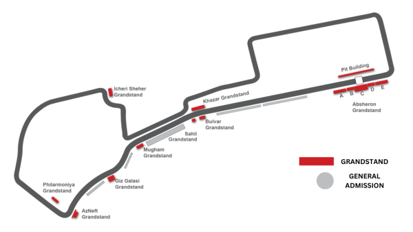 Azerbaijan Grand Prix Formula 1 circuit map Baku